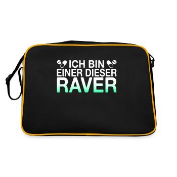 Raven Raver Spruch - Retro Tasche - Schwarz/Gold - Hinten