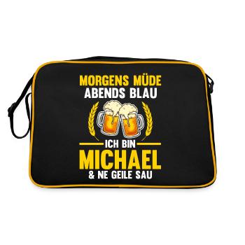 Michael - Retro Tasche - Schwarz/Gold - Hinten