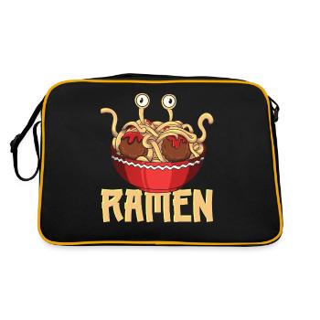 Fliegendes Spaghettimonster FSM Pastafari Pastafar - Retro Tasche - Schwarz/Gold - Hinten