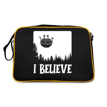 Fliegendes Spaghettimonster FSM Pastafari Pastafar - Retro Tasche - Schwarz/Gold - Hinten