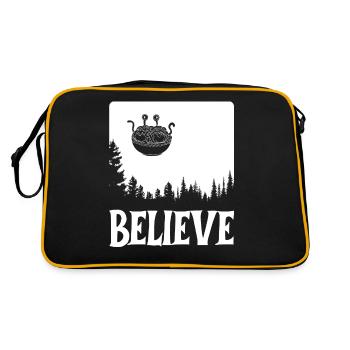 Fliegendes Spaghettimonster FSM Pastafari Pastafar - Retro Tasche - Schwarz/Gold - Hinten