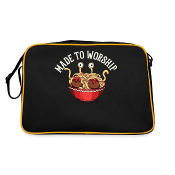 Fliegendes Spaghettimonster Pastafari - Retro Tasche - Schwarz/Gold - Hinten