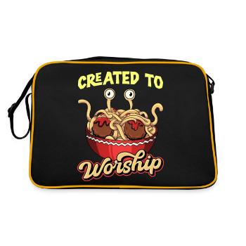 Fliegendes Spaghettimonster Pastafari - Retro Tasche - Schwarz/Gold - Hinten