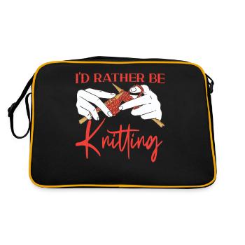 Knitting Knitter I'd Rather Be - Retro Tasche - Schwarz/Gold - Hinten