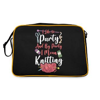 Knitting Knitter I Like To Party - Retro Bag - black/gold - Back