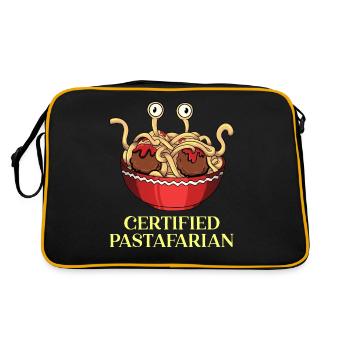 Fliegendes Spaghettimonster FSM Pastafari - Retro Tasche - Schwarz/Gold - Hinten