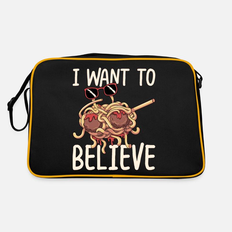 Fliegendes Spaghettimonster betupfen Retro Tasche