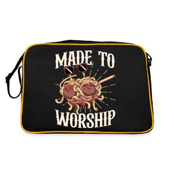 Tupfende fliegende Spaghettimonster Pastafarian - Retro Tasche - Schwarz/Gold - Hinten