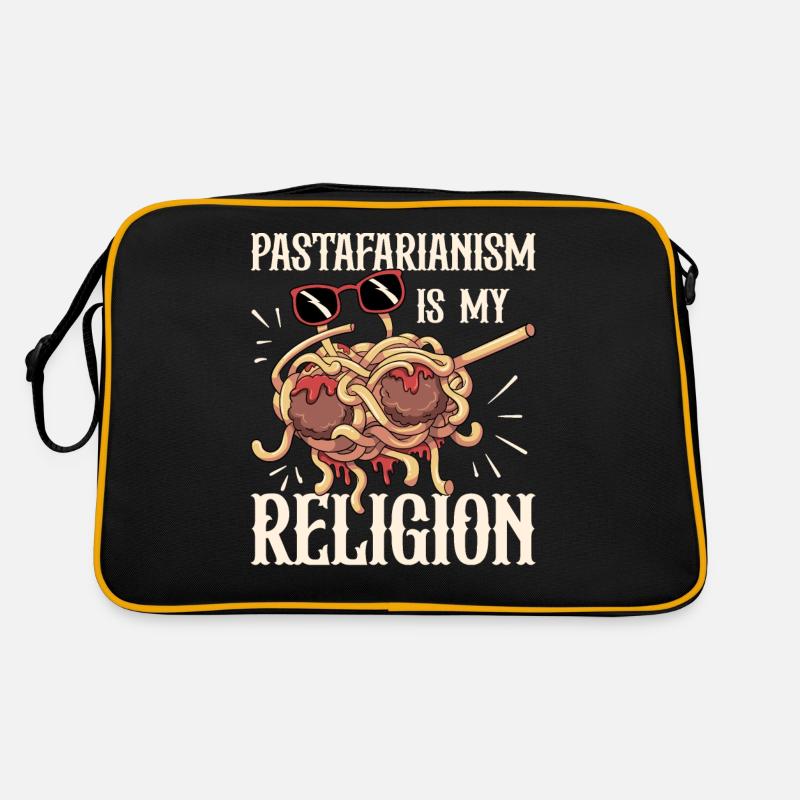 Dabbing Flying Spaghetti Monsters Pastafarian - Sac Retro - noir/or
