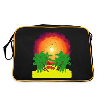 Romantique Island Palm Palms Sunshine Caribbean Heart - Sac Retro - noir/or - Dos