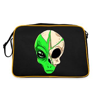 Cryptidcore Aesthetic Skull Alien Cryptid - Retro Tasche - Schwarz/Gold - Hinten