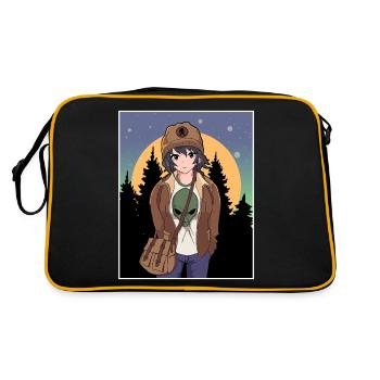 Cryptidcore Aesthetic Anime Girl Cryptid - Retro Tasche - Schwarz/Gold - Hinten