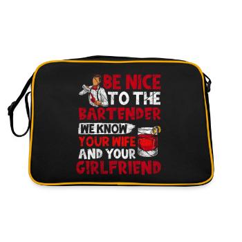 We Know Your Wife & Your Girlfriend Bartender - Retro Bag - black/gold - Back