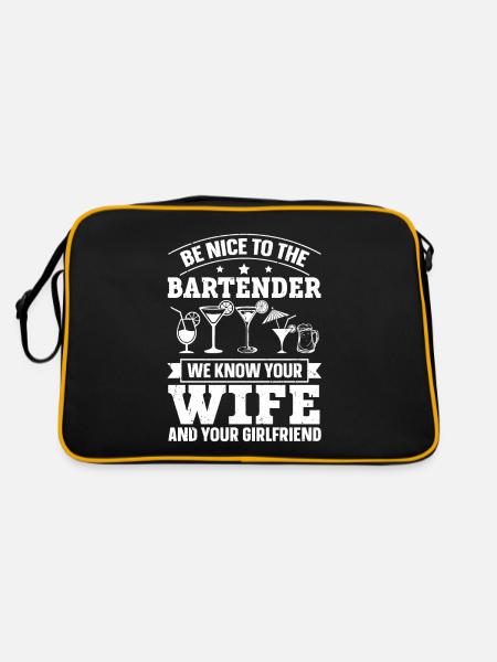 Nous connaissons votre femme et votre petite amie Barman - Sac Retro - noir/or - Dos