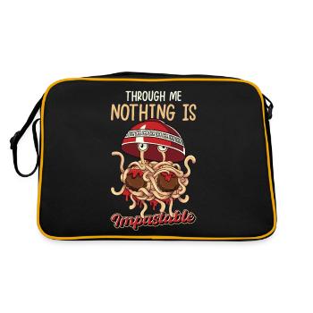 Fliegendes Spaghettimonster Pastafarian Pastafari - Retro Tasche - Schwarz/Gold - Hinten