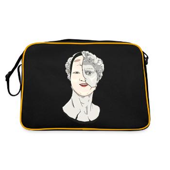 Angura Kei Dark Japanese Aesthetic Noh Mask - Retro Bag - black/gold - Back