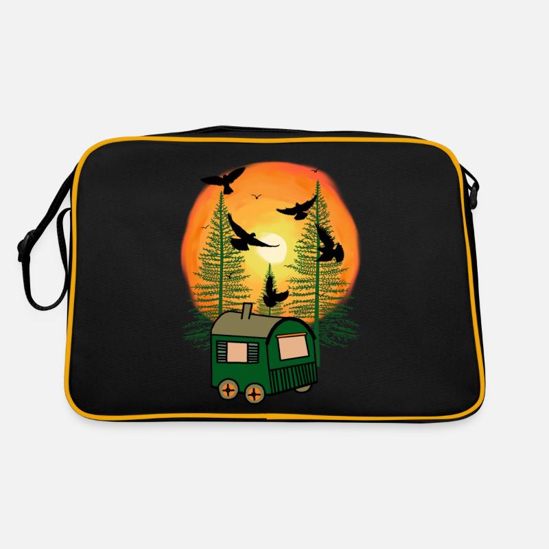 Construction trailer naturally different unusual living camp - Retro Bag - black/gold