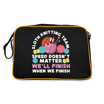 Knitting Knitter Sloth Sloth - Retro Tasche - Schwarz/Gold - Hinten