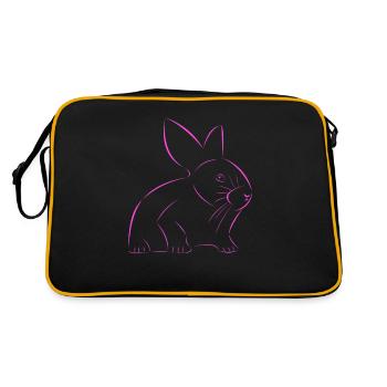 Hase gezeichnet - Retro Tasche - Schwarz/Gold - Hinten