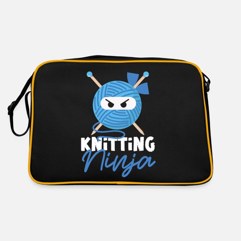 Knitting Knitter Ninja Knitting - Retro Tasche - Schwarz/Gold