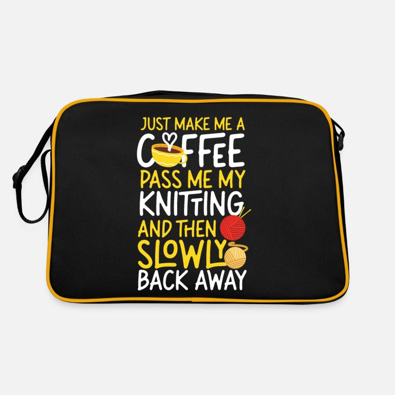 Knitting Knitter Coffee Just Make Retro Tasche