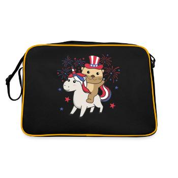 Otter with unicorn for the fourth of July fireworks - Retro Bag - black/gold - Back