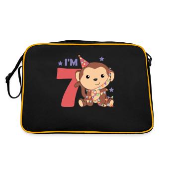 Monkey for seventh birthday for children 7 years old - Retro Bag - black/gold - Back