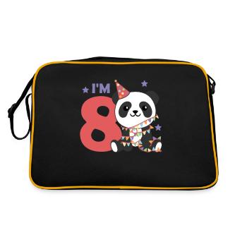 Panda for eighth birthday for children 8 years old - Retro Bag - black/gold - Back