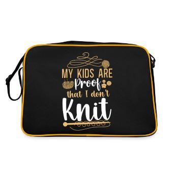 Knitting Knitter My Kids Are Proof - Retro Tasche - Schwarz/Gold - Hinten