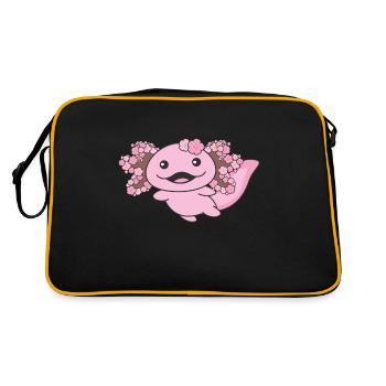 Spring axolotl with cherry blossoms sweet spring - Retro Bag - black/gold - Back