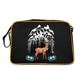 Animaux de la forêt Red Deer Alpes Gentiane Amoureux de la nature - Sac Retro - noir/or - Dos