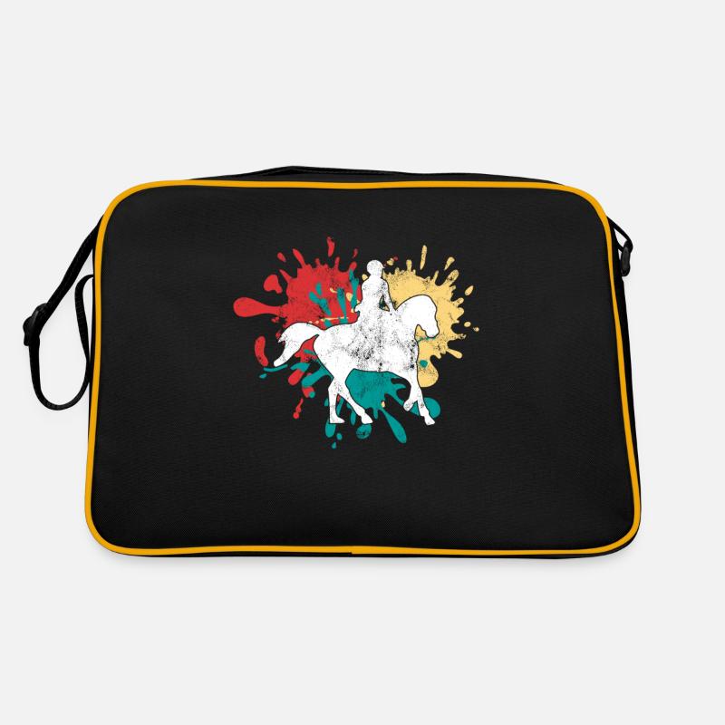 Pferde Reiten - Retro Tasche - Schwarz/Gold