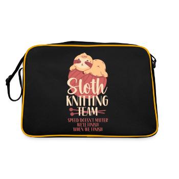 Knitting Knitter Sloth Sloth - Retro Tasche - Schwarz/Gold - Hinten