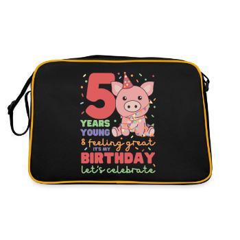 Cochon pour les 5 ans Enfants de cinq ans - Sac Retro - noir/or - Dos