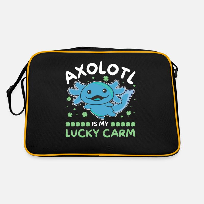Axolotl er min heldige carm Shamrock St Patricks Day - Retro taske - sort/guldgul
