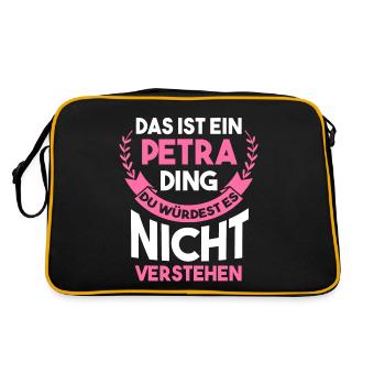 Name Petra - Retro Tasche - Schwarz/Gold - Hinten
