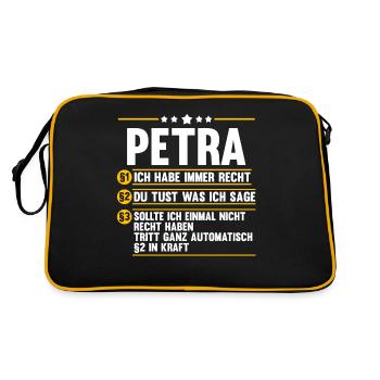 Name Petra - Retro Tasche - Schwarz/Gold - Hinten