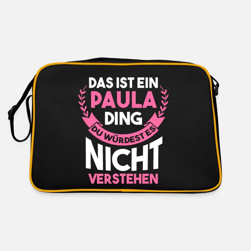 Name Paula - Retro Tasche - Schwarz/Gold