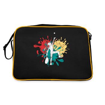 Tennis Tennisspielerin Silhouette - Retro Tasche - Schwarz/Gold - Hinten