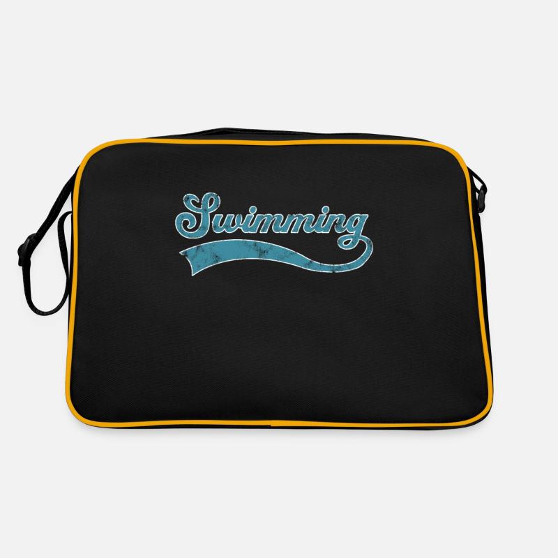 Schwimmen Schriftzug Retro Tasche