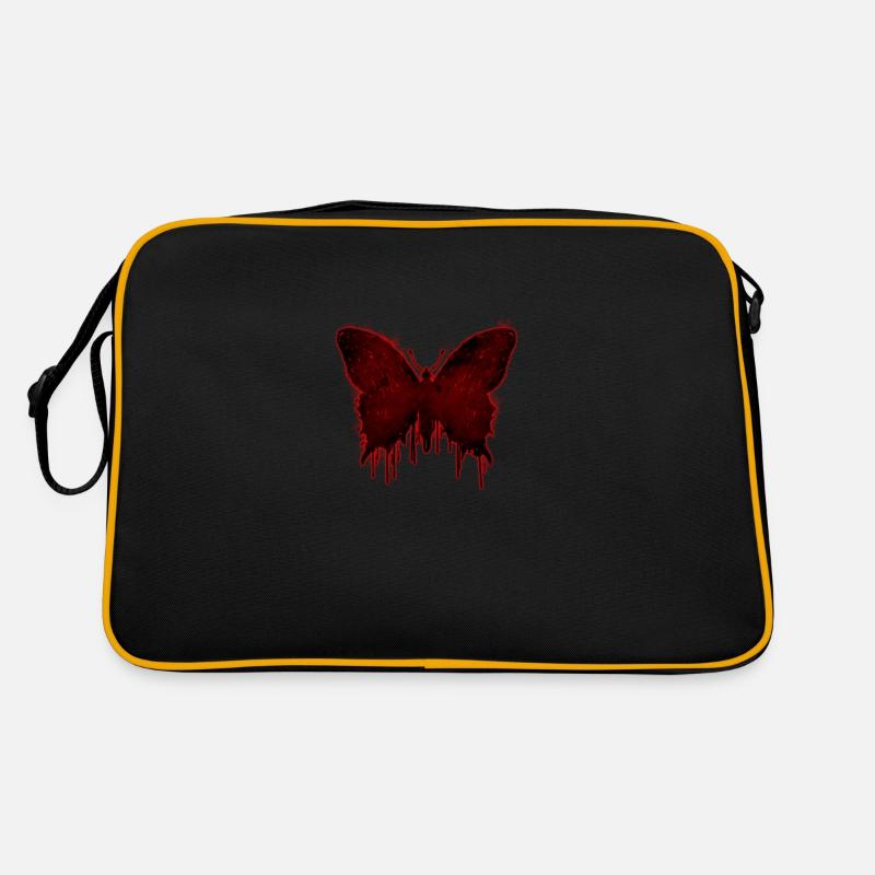 Finnish Goth Aesthetic Gothic Butterfly Drip Goth - Retro Tasche - Schwarz/Gold