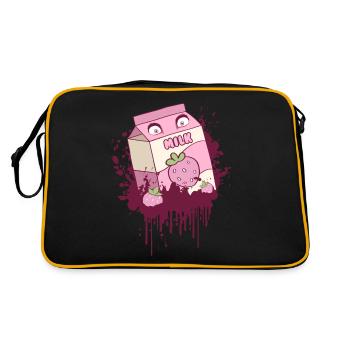 Finnish Goth Aesthetic Gothic Strawberry Milk Drip - Retro Tasche - Schwarz/Gold - Hinten