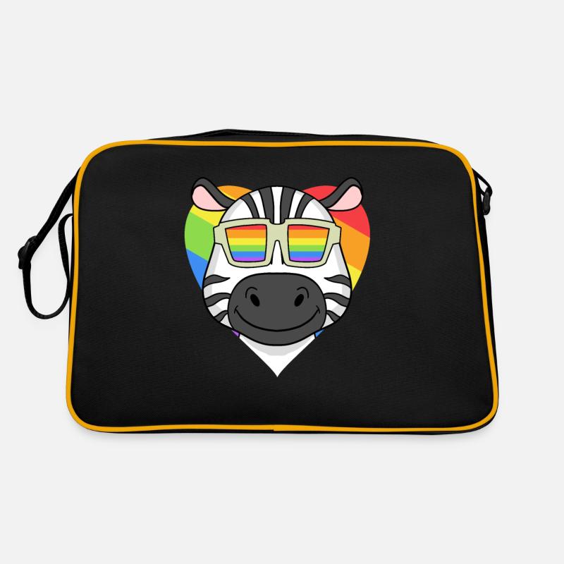 Regenbogen - Zebra mit Brille Retro Tasche