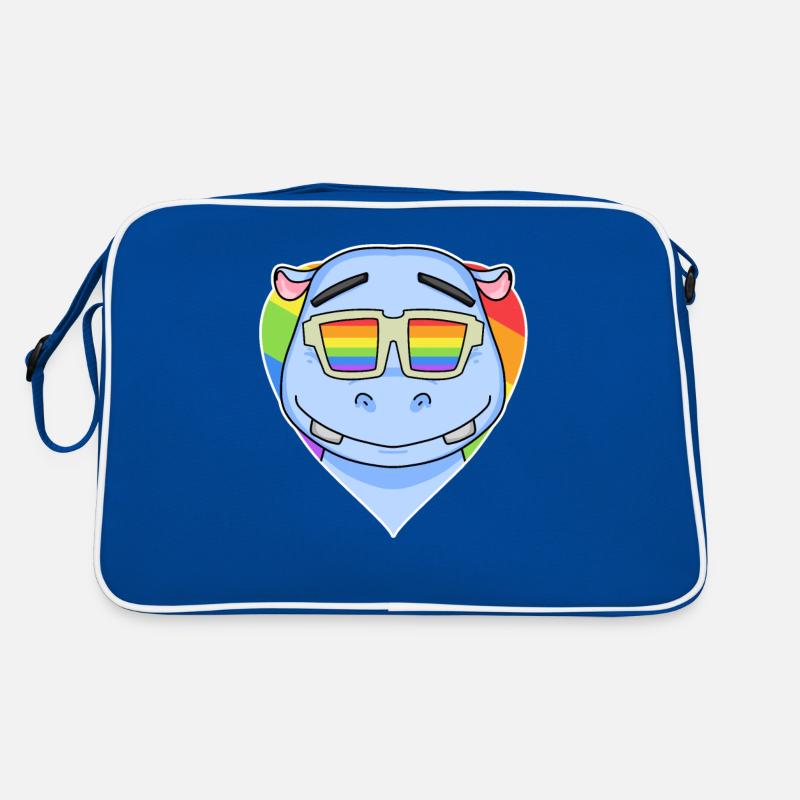 Regenbogen - Nilpferd mit Brille Retro Tasche