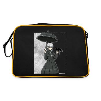 Finnish Goth Aesthetic Gothic Anime Girl Goth - Retro Tasche - Schwarz/Gold - Hinten