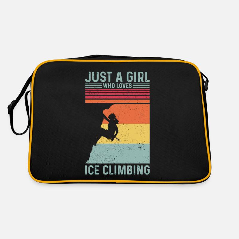 Nur ein Mädchen, das Eisklettern liebt Eisklettere Retro Tasche