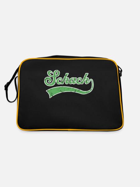 Schach Schriftzug - Retro Tasche - Schwarz/Gold - Hinten