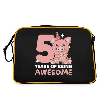 Cochon pour les 5 ans Enfants de cinq ans - Sac Retro - noir/or - Dos