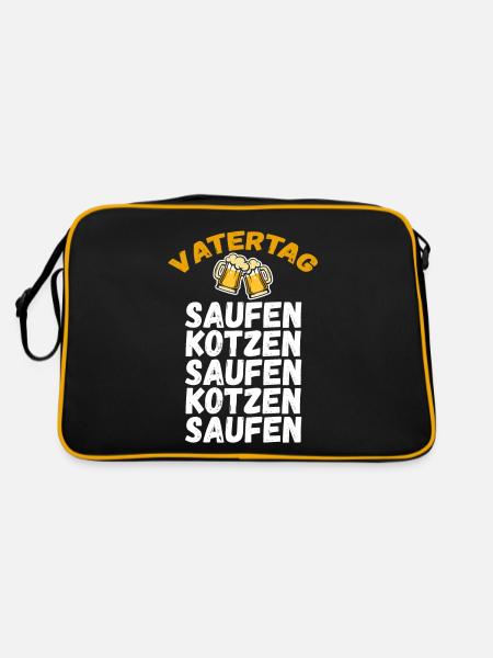 Papa Vater Bier Vatertag - Retro Tasche - Schwarz/Gold - Hinten
