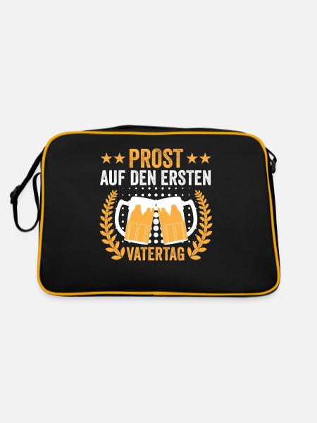 Papa Vater Bier Vatertag - Retro Tasche - Schwarz/Gold - Hinten